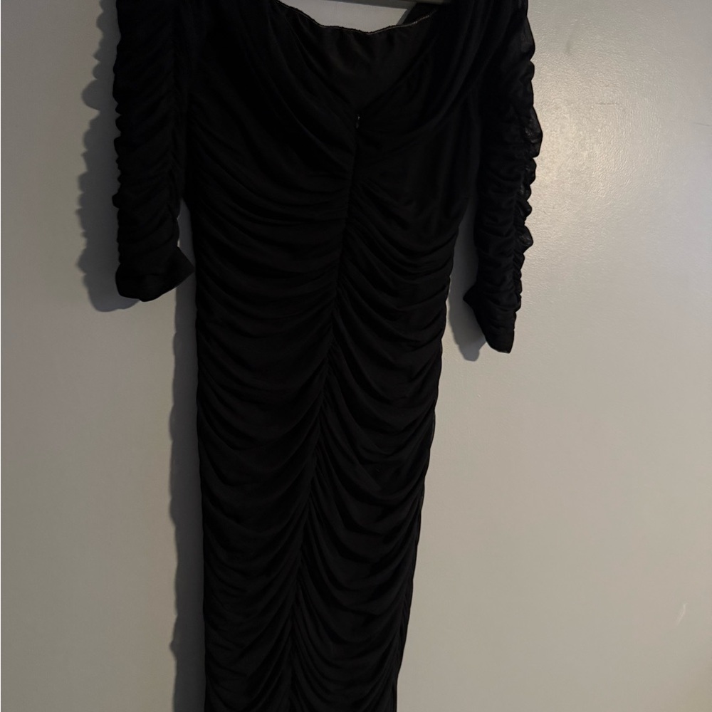 Elegant Black Ruched Dress